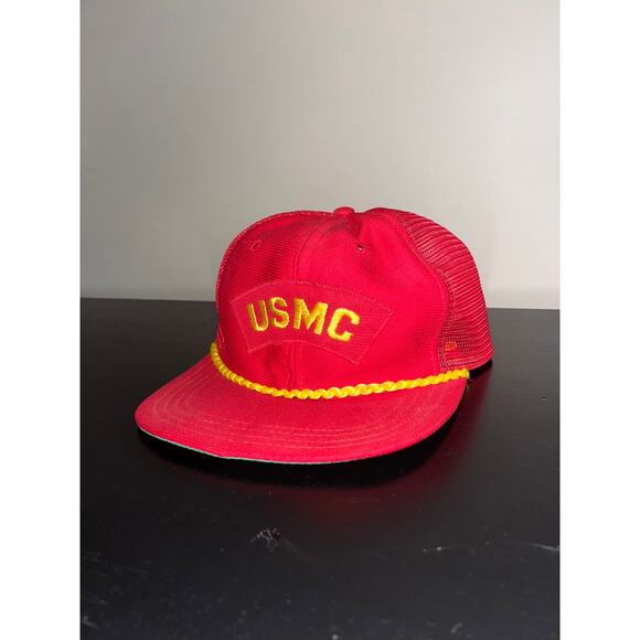 USMC Marine Corp Red Vintage Style Mesh Breathable Adjustable Snapback Hat - Picture 1 of 3